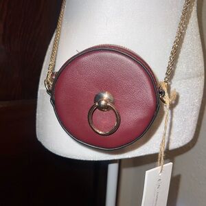 Chic Burgundy Mini Crossbody Bag with Gold Accents
